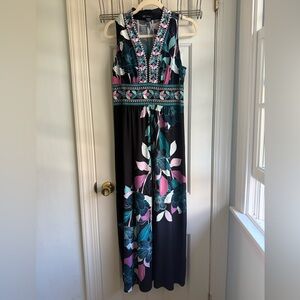 Maggy London Petite Dress with Black and Teal Accents